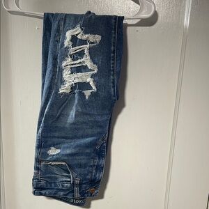 American Eagle Curvy Hi-Rise Jegging Next Level Stretch Distressed Blue Jeans